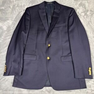 Ralph Lauren Men's Navy Wool Blazer Gold‎ Buttons Size 40L Classic Fit
